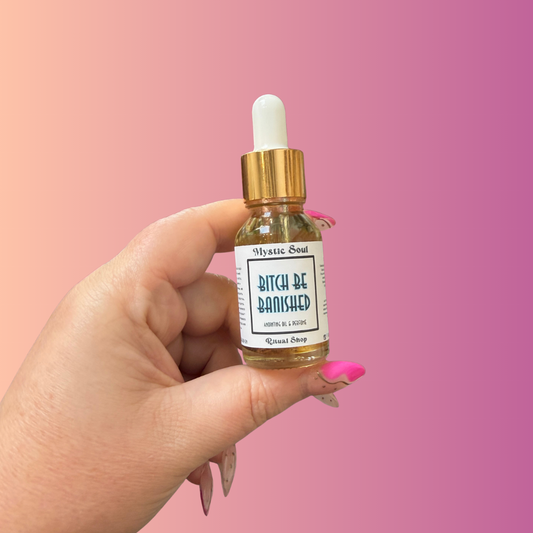 Bitch Be Banished Ritual Oil – Botanical Blend with Obsidian