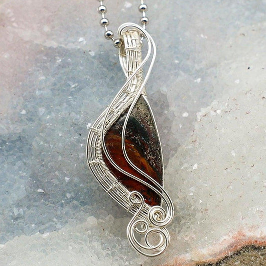 Brecciated Jasper Wire Wrap Crystal Pendant - Root Chakra