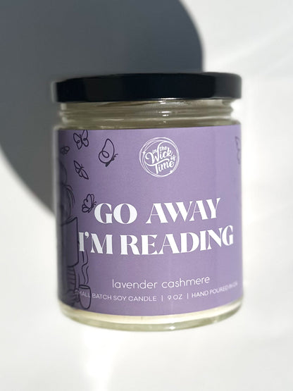Cozy Lavender Scented Go Away I'm Reading Candle 9 OZ