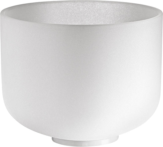 10" White-Frosted Crystal Singing Bowl, Note E4, Solar Plexus Chakra