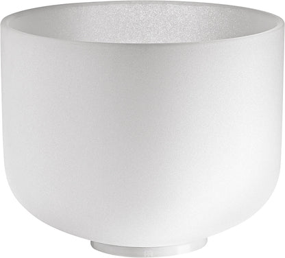 10" White-Frosted Crystal Singing Bowl, Note F4, Heart Chakra