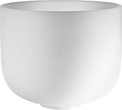 11" White-Frosted Crystal Singing Bowl, Note F4, Heart Chakra