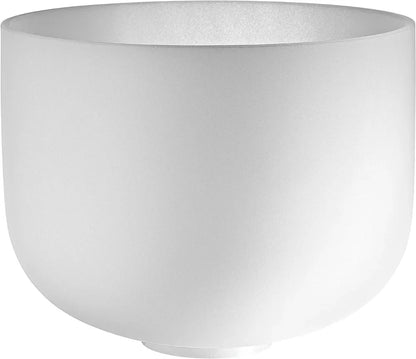 12" White-Frosted Crystal Singing Bowl, Note F4, Heart Chakra