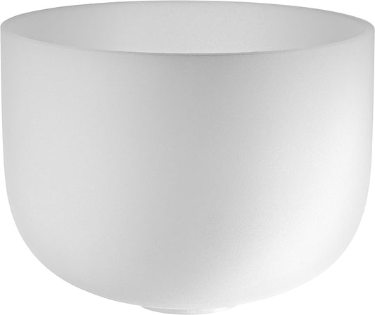 13" White-Frosted Crystal Singing Bowl, Note D4, Sacral Chakra
