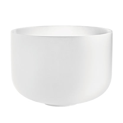 14" White-Frosted Crystal Singing Bowl, Note G3, Throat Chakra