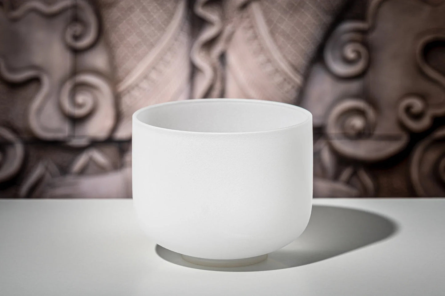 8" White-Frosted Crystal Singing Bowl, Note B4, Crown Chakra