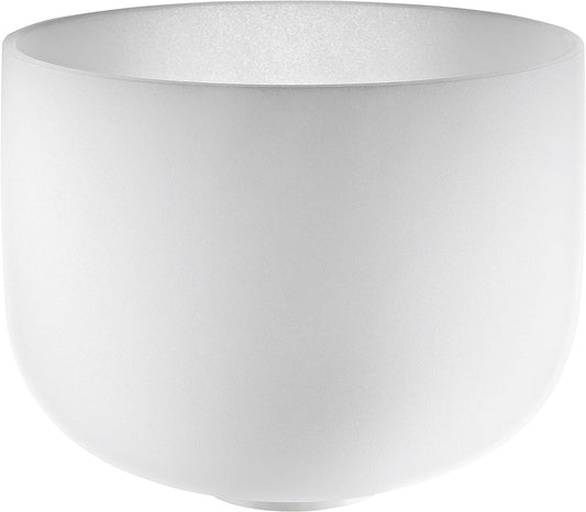 9" White-Frosted Crystal Singing Bowl, Note A4, Brow Chakra