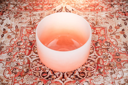 13" Color-Frosted Crystal Singing Bowl, Orange, Note D4, Sacral Chakra
