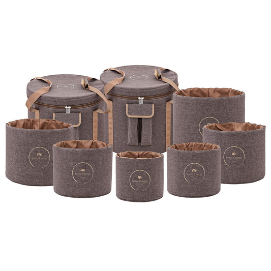 6-Piece Crystal Singing Bowl Travel Bag Set, Brown