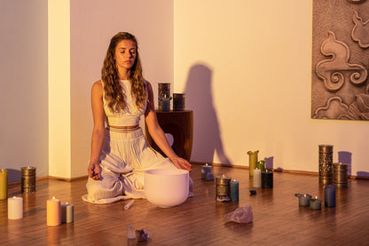 10" Rose Quartz Crystal Singing Bowl, Note F4, Heart Chakra