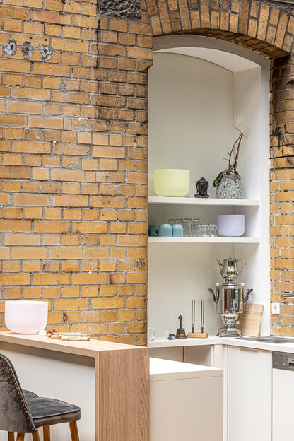 10" Rose Quartz Crystal Singing Bowl, Note F4, Heart Chakra