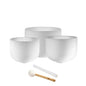 3-Piece White-Frosted Crystal Singing Bowl Set, A4/F4/C4, 432 Hz