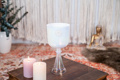 5.5" Crystal Singing Chalice, A4, Creamy, Brow Chakra