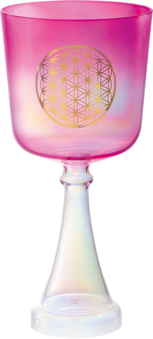 6" Crystal Singing Chalice, F4, Pink, Heart Chakra, Flower of Life