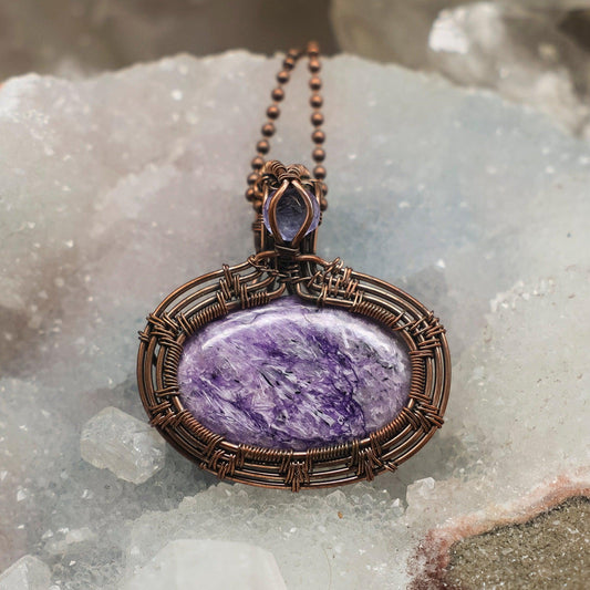 Charoite Wire Wrap Crystal Pendant