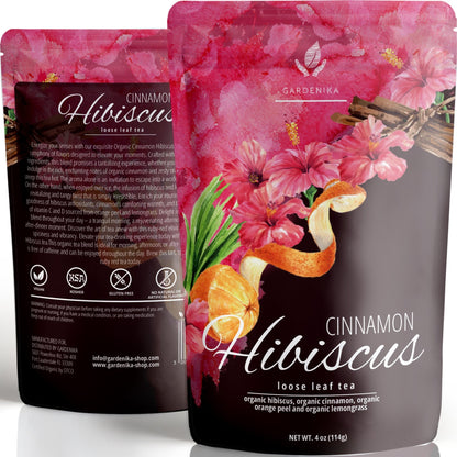 Organic Cinnamon Hibiscus Tea for Heart Health - Caffeine Free