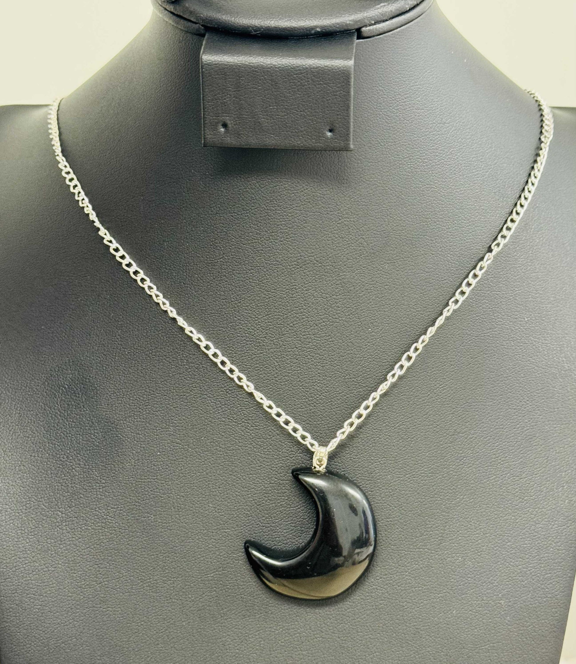 Assorted Gemstone Crescent Moon Necklace