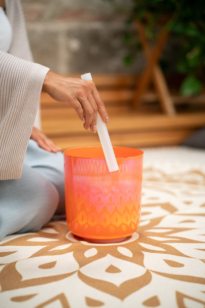 6.7" Essence Crystal Singing Bowl, Note C4, Orange, Root Chakra, 440 Hz