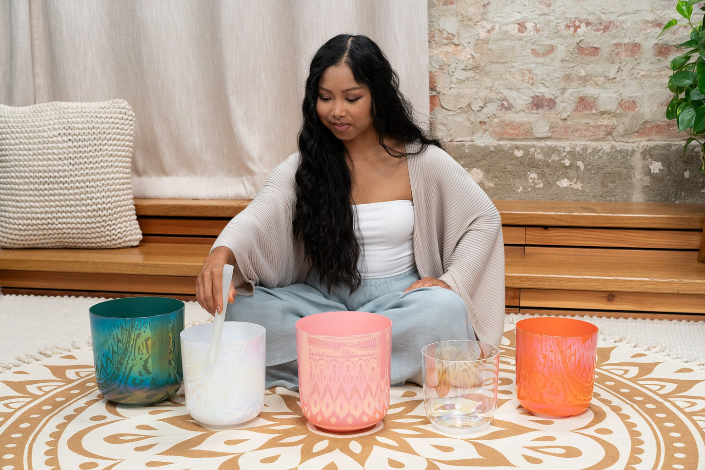 6.7" Essence Crystal Singing Bowl, Note C4, Orange, Root Chakra, 440 Hz