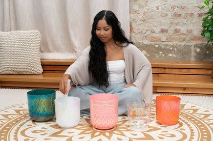 6.7" Essence Crystal Singing Bowl, Note C4, Orange, Root Chakra, 440 Hz