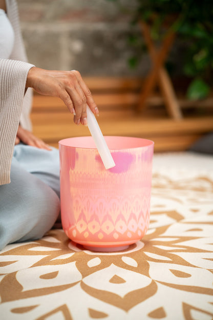 7.5" Essence Crystal Singing Bowl, Note G3, Lotus Pink, Throat Chakra, 440 Hz