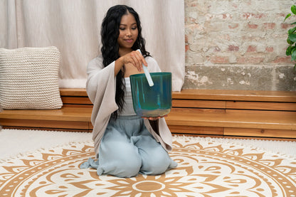 8" Essence Crystal Singing Bowl, F3, Mint Blue, Heart Chakra, 440 Hz