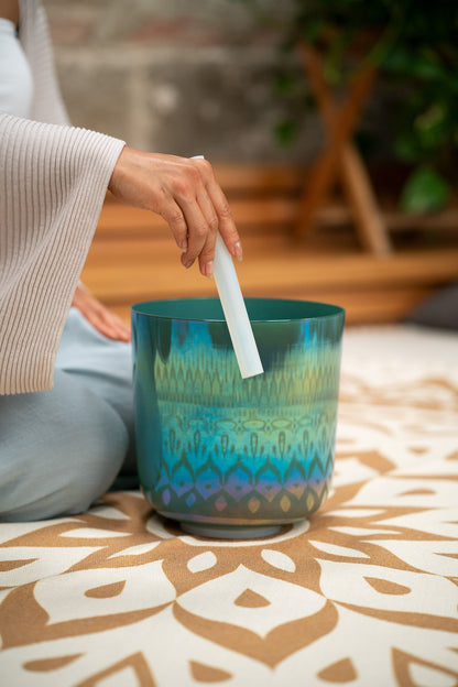 8" Essence Crystal Singing Bowl, F3, Mint Blue, Heart Chakra, 440 Hz