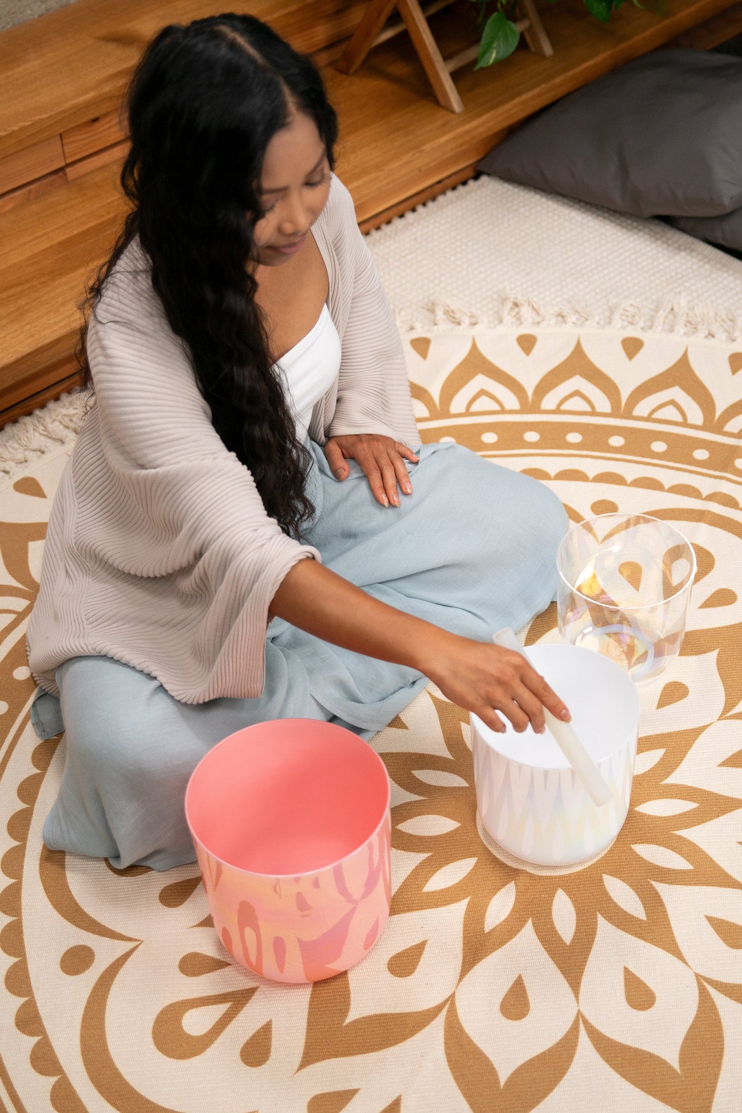 3-Piece Essence Crystal Singing Bowl Set, E4/B3/G3, 440 Hz