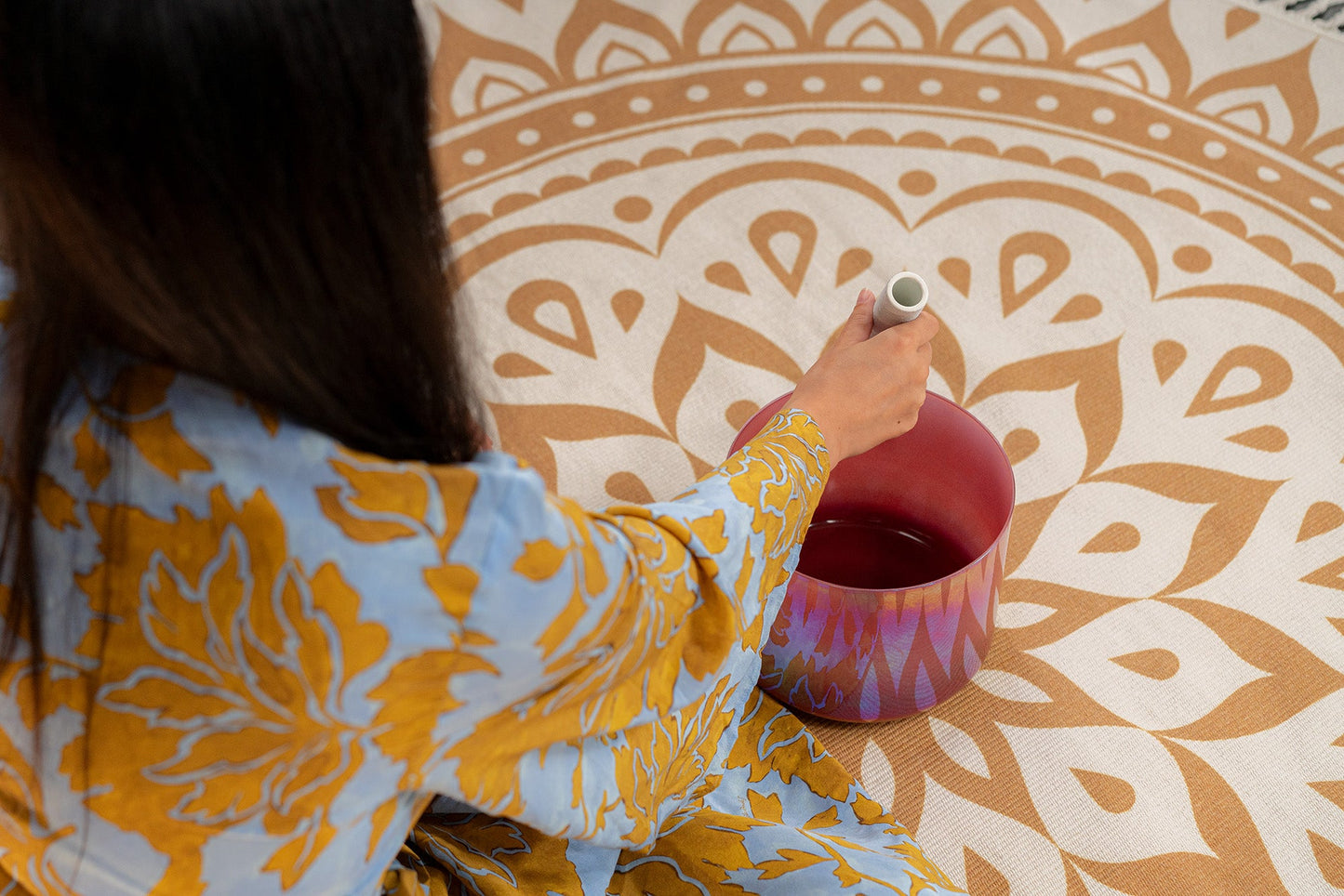 8" Essence Solfeggio Crystal Singing Bowl, 174 Hz, Brandy Rose