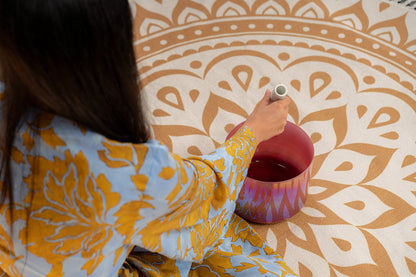 8" Essence Solfeggio Crystal Singing Bowl, 174 Hz, Brandy Rose