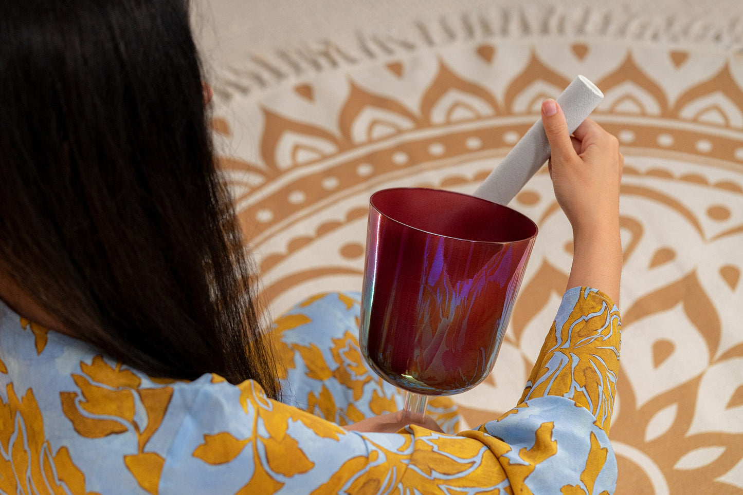 5.75" Essence Solfeggio Crystal Singing Bowl, RE 417 Hz, Copper Brown