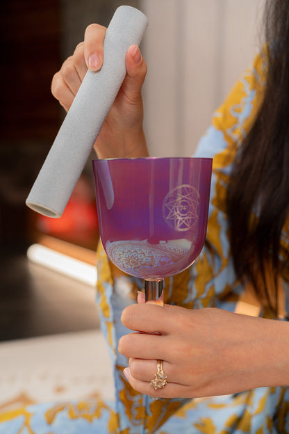 3.75" Essence Solfeggio Crystal Singing Bowl, SOL 741 Hz, Lavender Purple