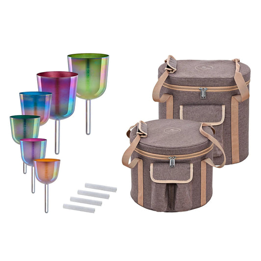 6-Piece Essence Solfeggio Crystal Singing Bowl Set