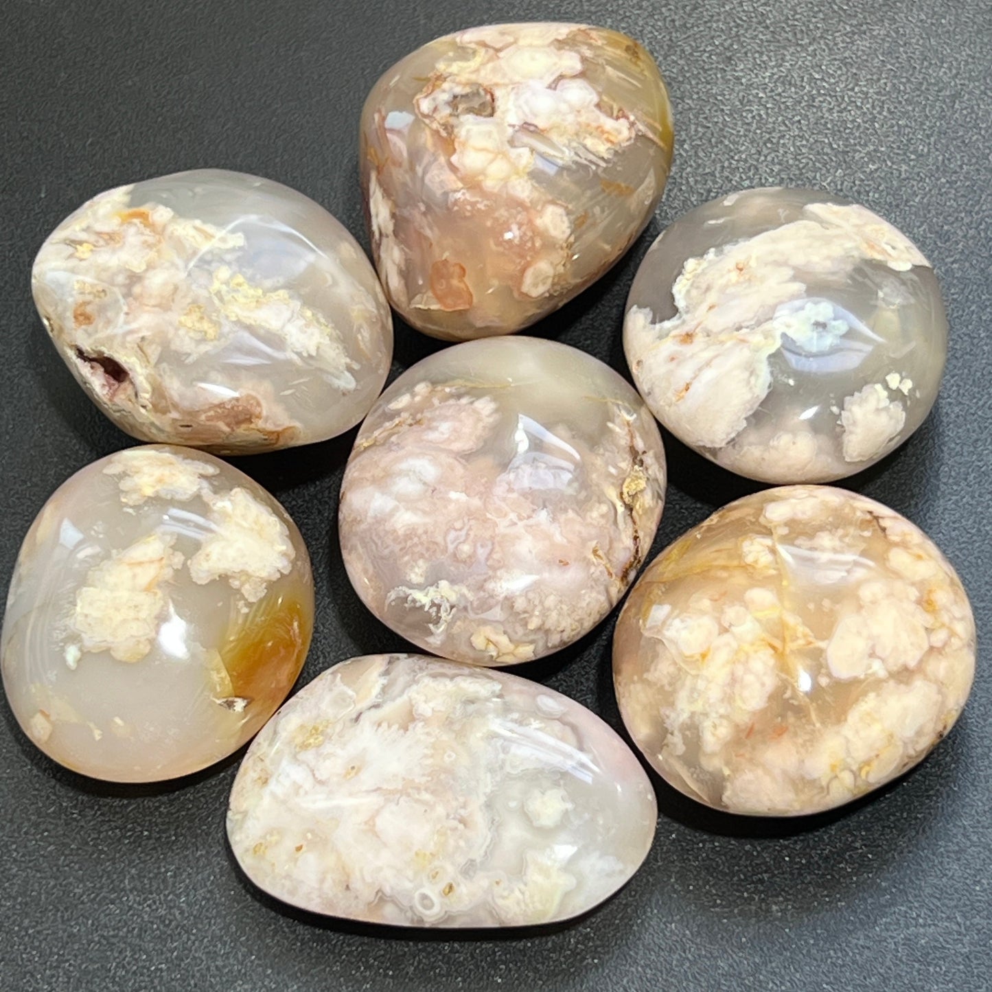 Flower Agate Crystal Palm Stone Gemstone Home Decor Carving Supply