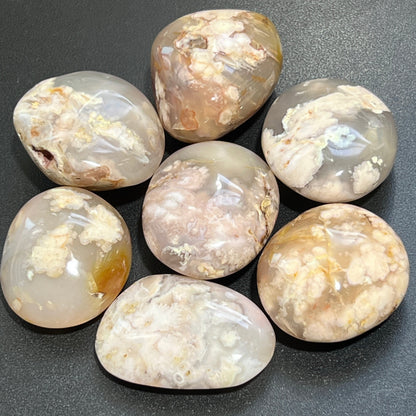 Flower Agate Crystal Palm Stone Gemstone Home Decor Carving Supply