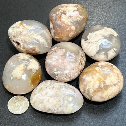 Flower Agate Crystal Palm Stone Gemstone Home Decor Carving Supply