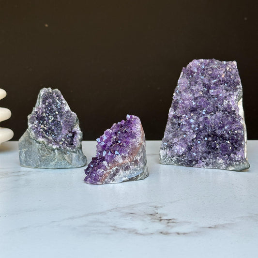 Uruguayan Amethyst Geode Set – 3 Pieces, 3 lb Total