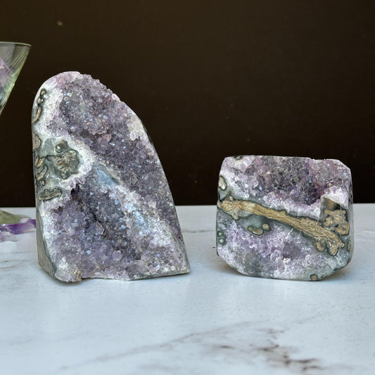 Uruguayan Amethyst & Agate Cluster Set – 2 Pieces, 3 lb Total