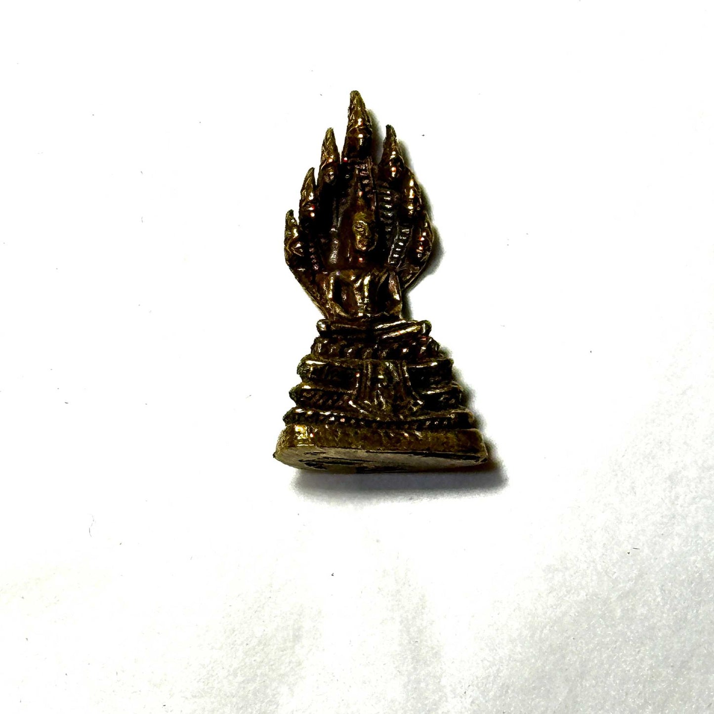 Mini Pocket Naga Protection Buddha Vintage Brass