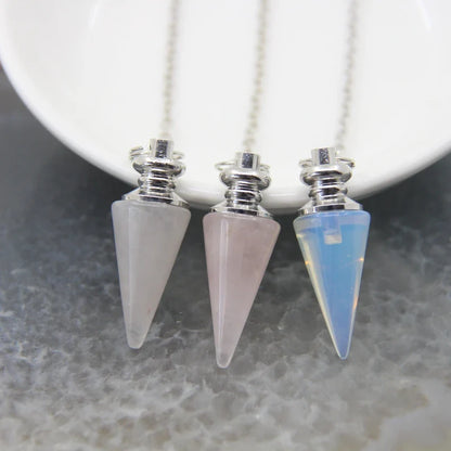 Healing Silver Crystal Pendulums for Divination and Dowsing