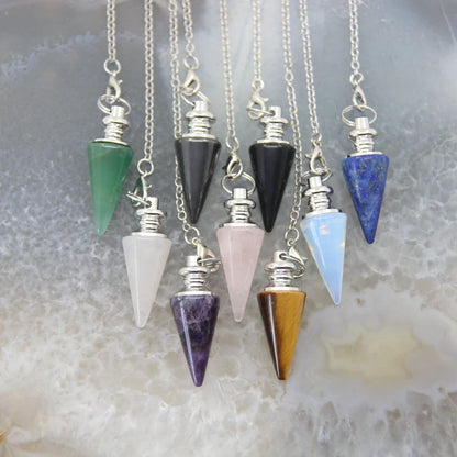 Healing Silver Crystal Pendulums for Divination and Dowsing