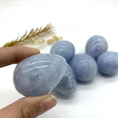 Uplifting Blue Celestite Crystal Egg For Healing And Calm