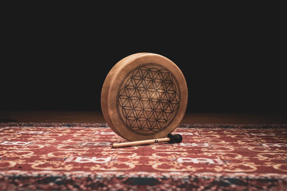 15" Native American-Style Hoop Drum, Flower of Life