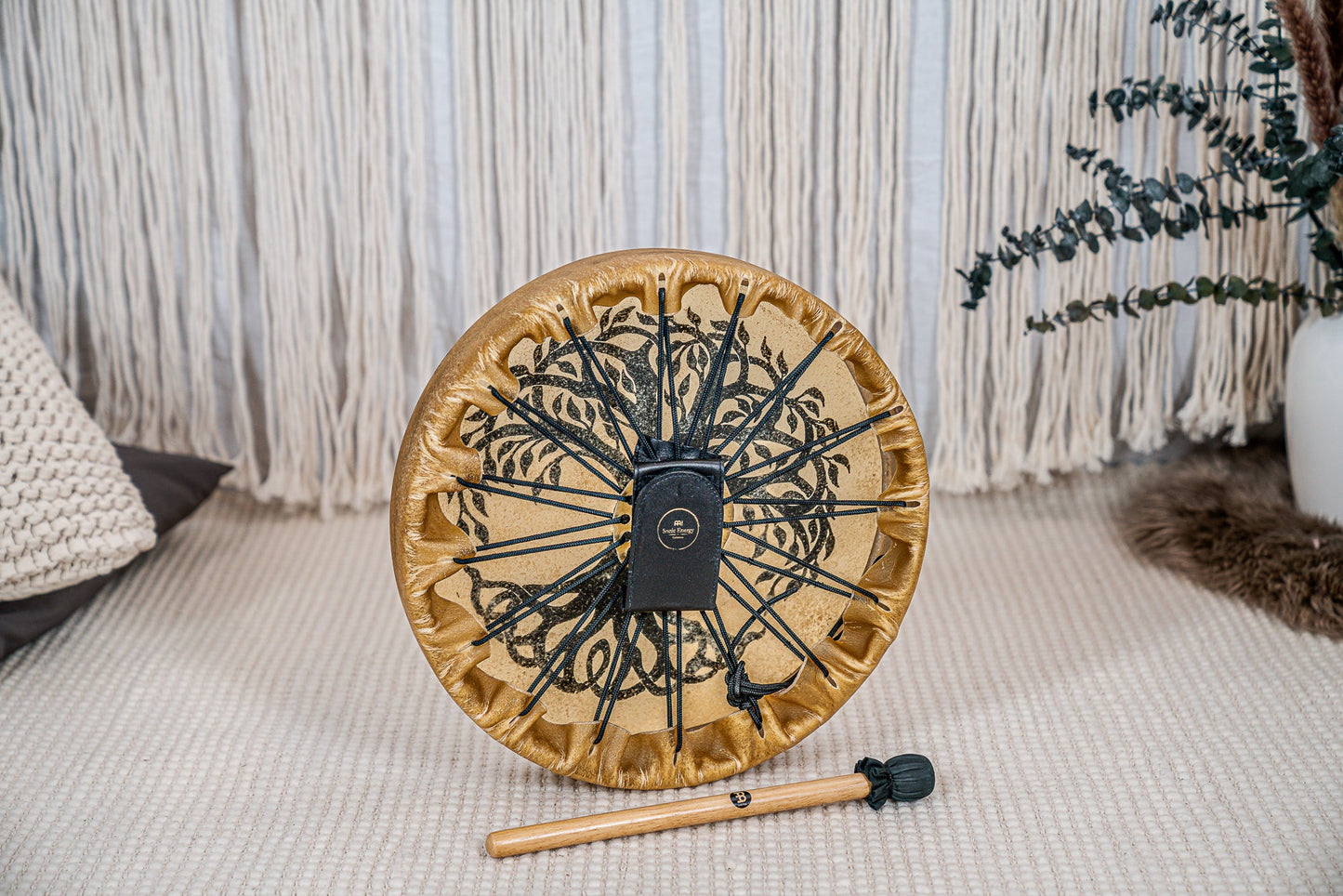 15" Native American-Style Hoop Drum, Tree of Life