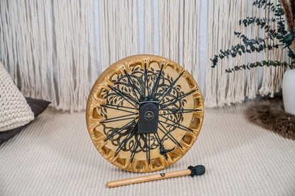 15" Native American-Style Hoop Drum, Tree of Life