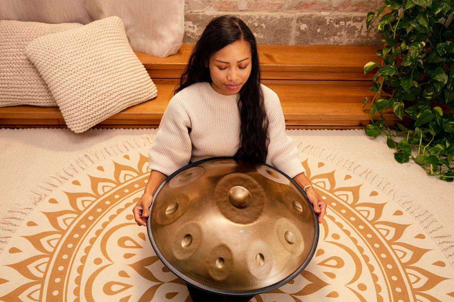 Sensory Handpan, D Kurd, 10 Notes, Vintage Gold