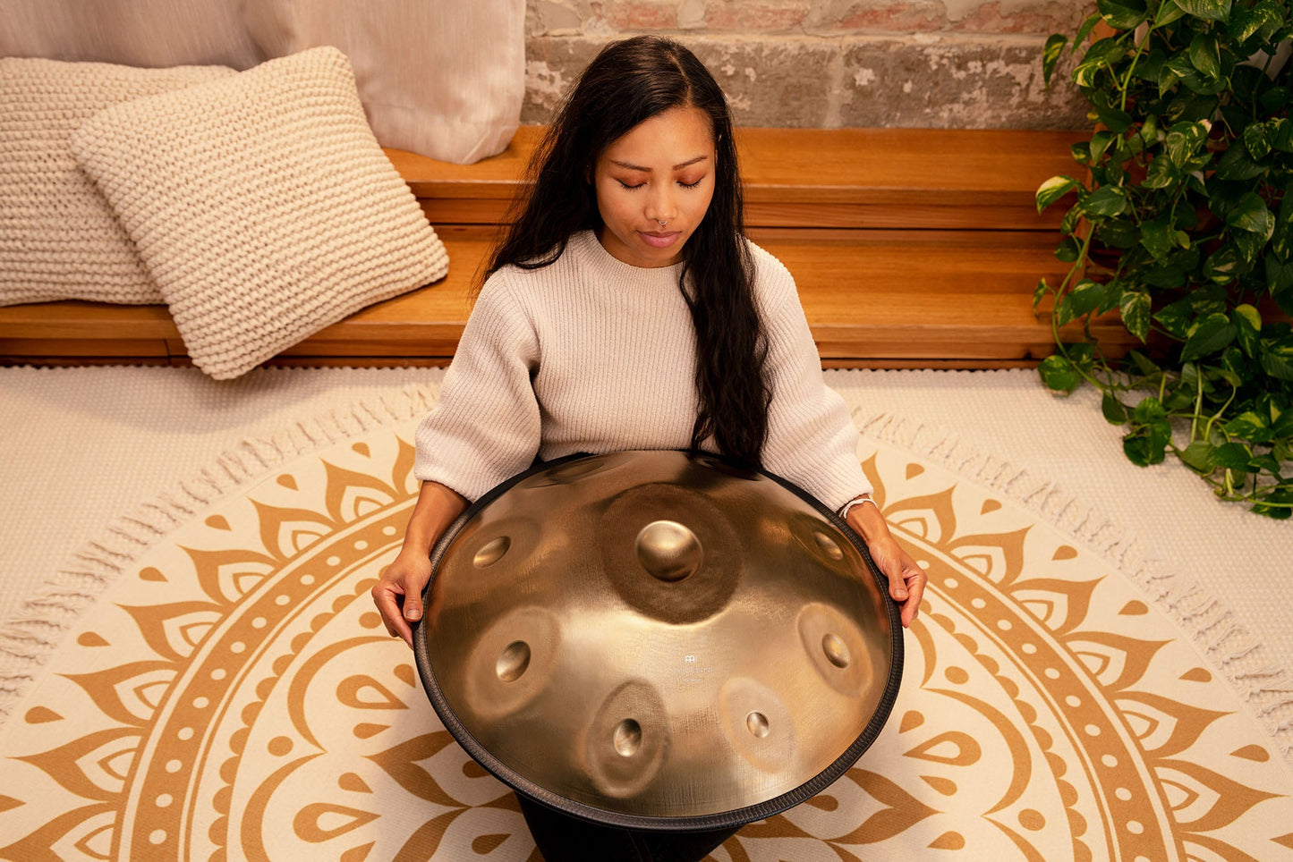 Sensory Handpan, D Amara, 9 Notes, Vintage Gold