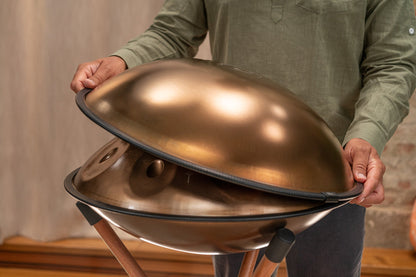 Sensory Handpan, BB2 Amara, 9 Notes, Vintage Copper, Engraved Design