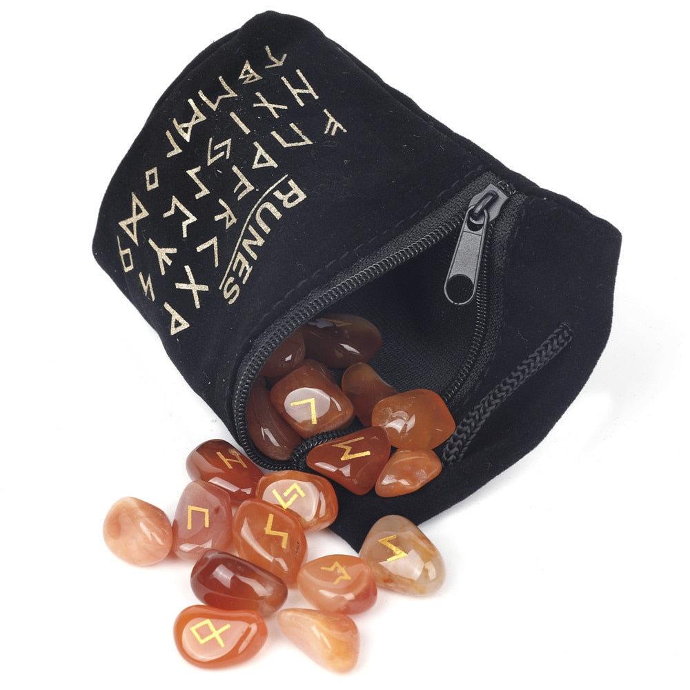 Natural Crystal Runes Set for Divination and Healing