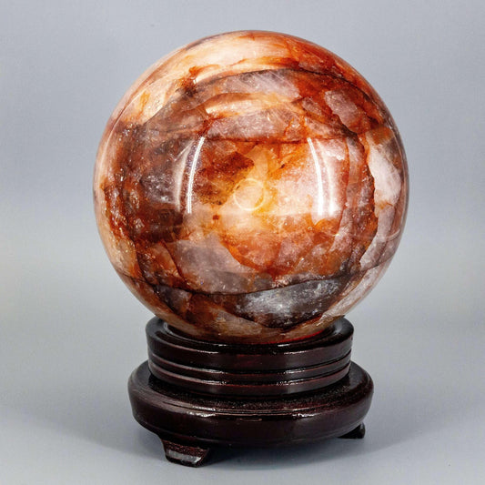 15.3 lb Hematoid Fire Quartz Sphere with Stand – 6.25 Inches